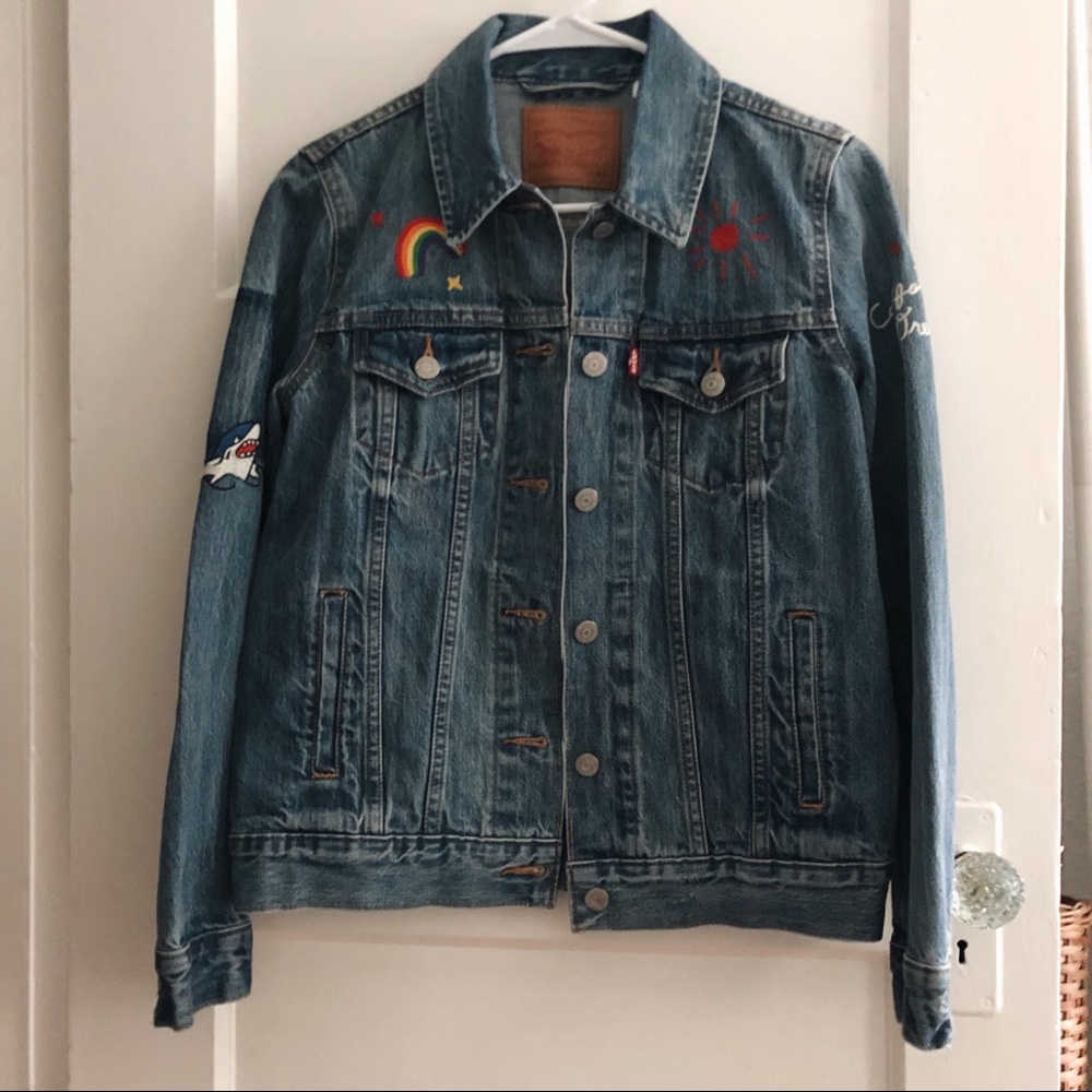 Levi’s Boyfriend Denim Embroidered Trucker Jacket
